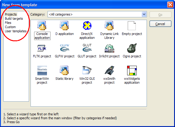 "New..." dialog